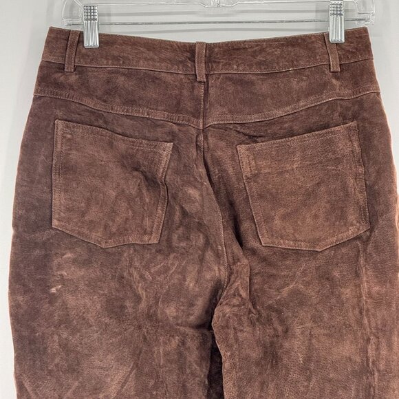 Vtg Newport News Suede Pants Womens 8T Genuine Leather Brown Straight Leg Cowboy - Picture 6 of 7